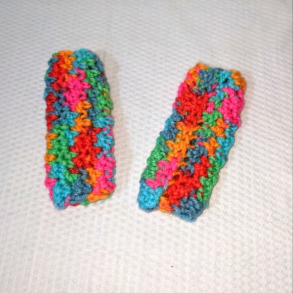 🌈 Rainbow Pan Handle or Freeze Pop Holders Set of 2 Crochet HANDCRAFTED - Picture 1 of 2